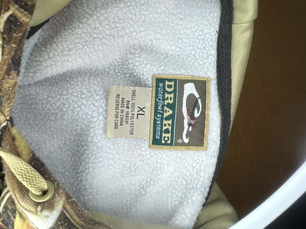 Drake Waterfowl Mossy Oak Shadow Grass Blades Camo Fleece Hoodie Size XL - Picture 4 of 6